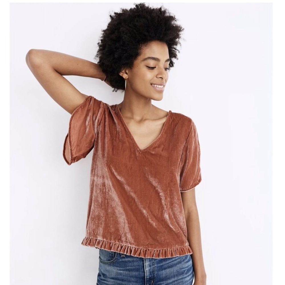 Madewell Velvet Tulip Sleeve Top size small